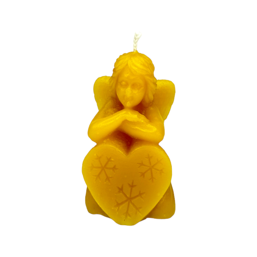 Candela profumata Angelo con fiocco di neve sul cuore
