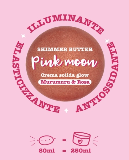 Crema solida glow PINK MOON - illuminante, elasticizzante, antiossidante - 80 ml