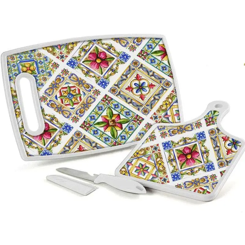Set 2 taglieri + coltello beige 223230