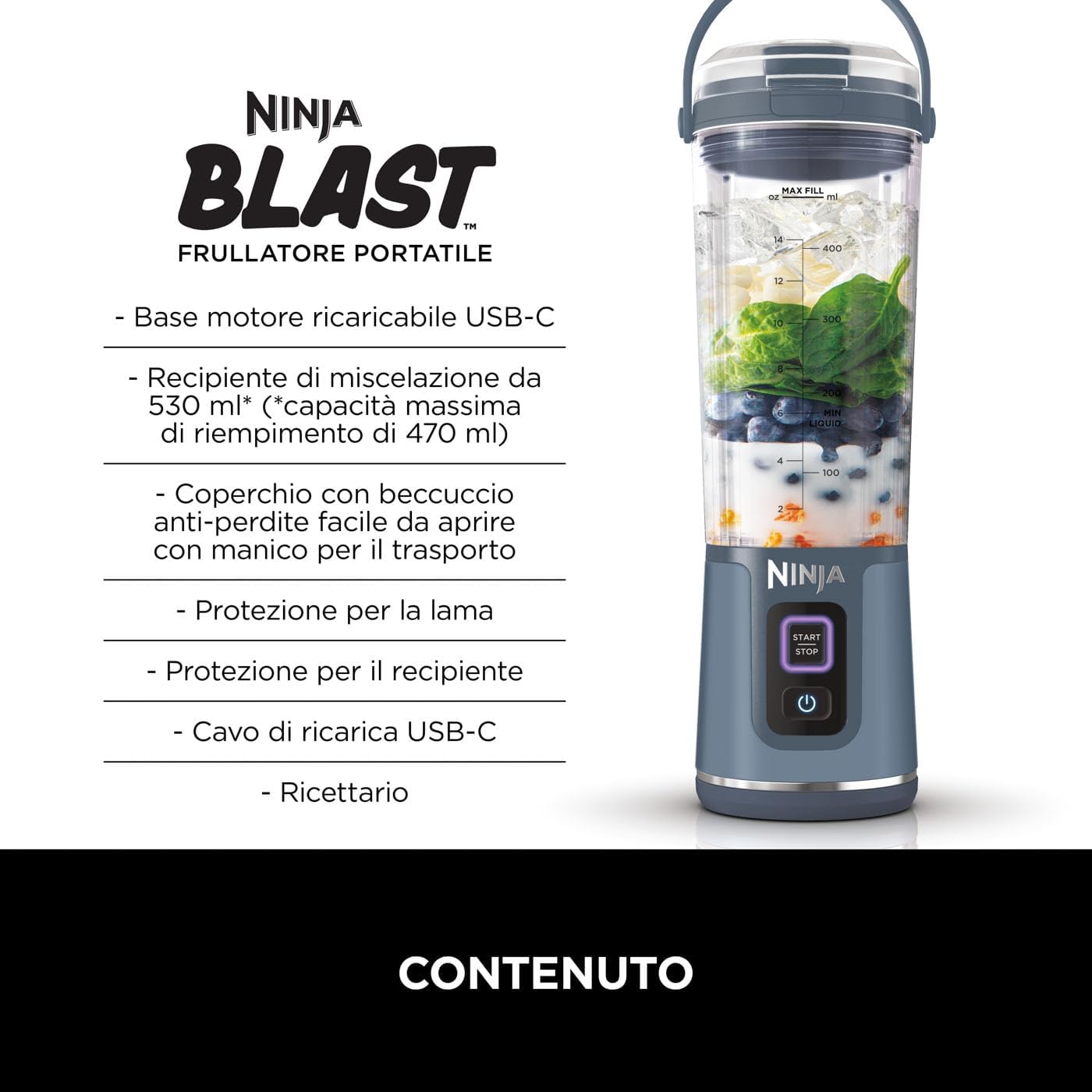 Frullatore portatile Blast - Blu