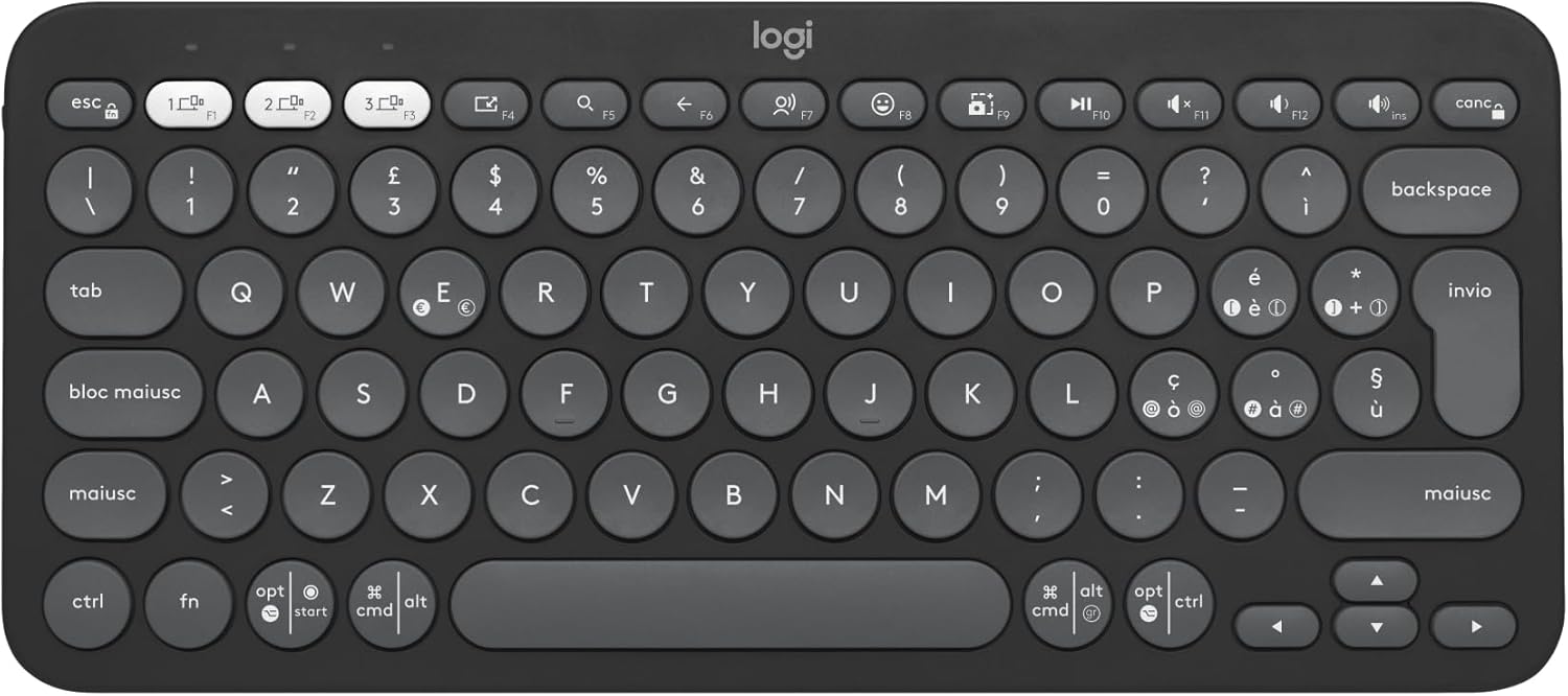 Logitech Pebble Keys 2 K380s, Tastiera Bluetooth Multidispositivo
