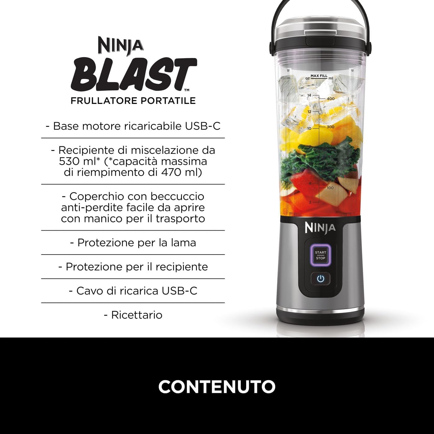 Frullatore portatile Blast - Nero
