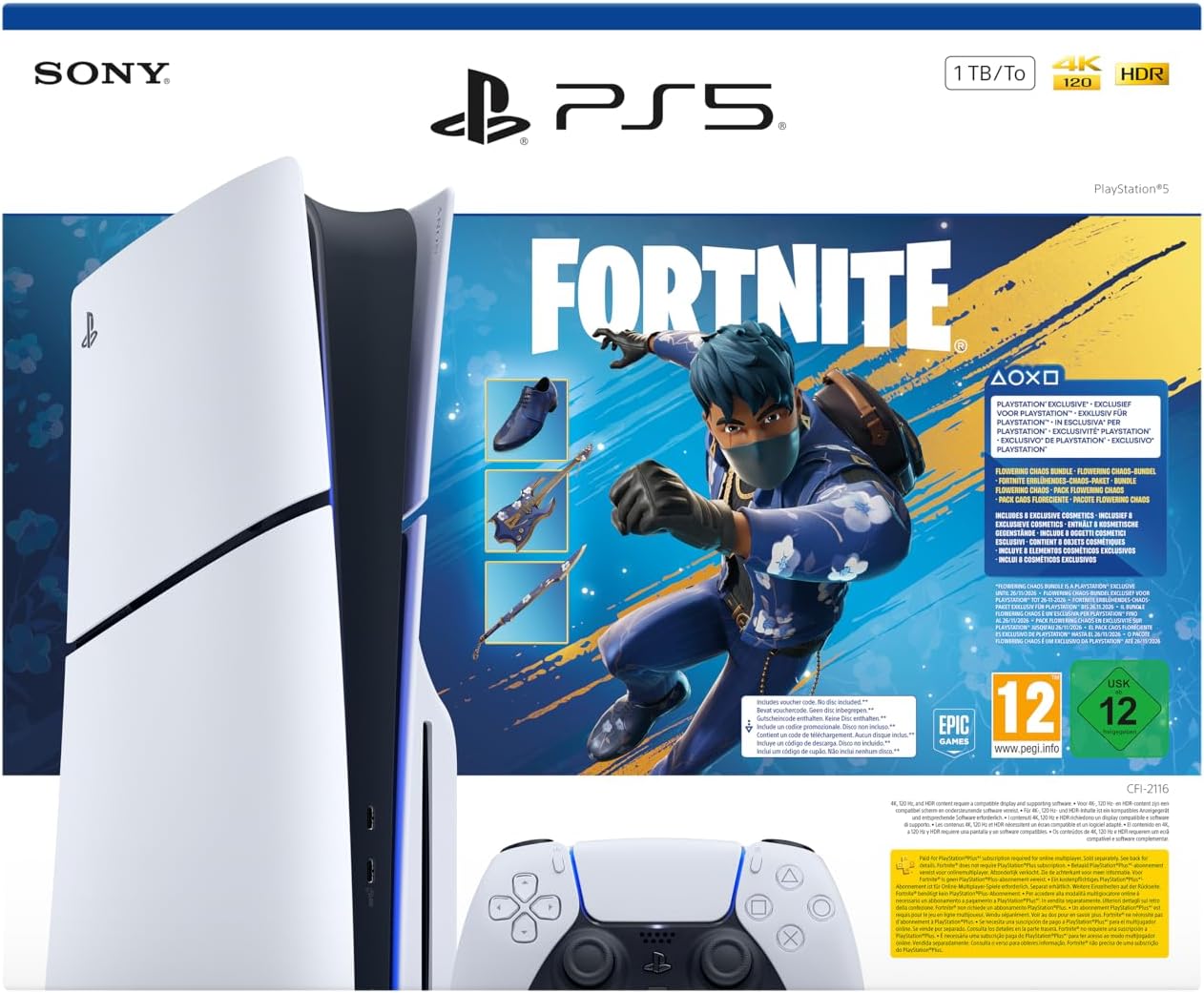 Playstation 5 Disc + Fortnite Flowering Chaos Bundle