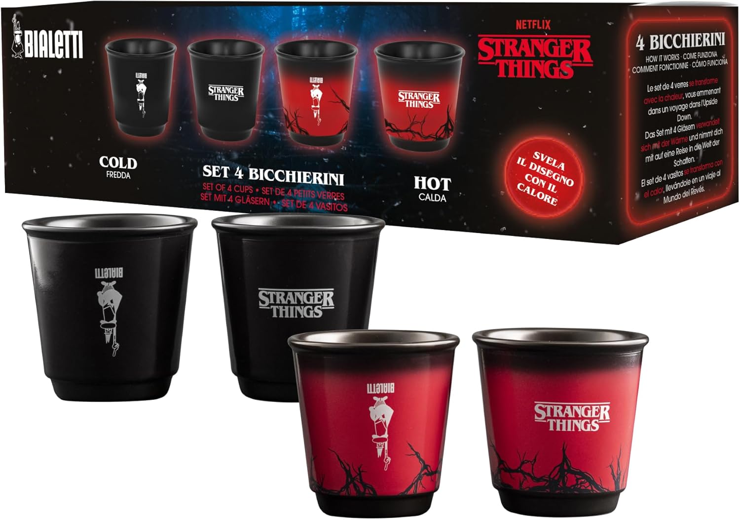 Set 4 Bicchierini Cambia Colore Stranger Things