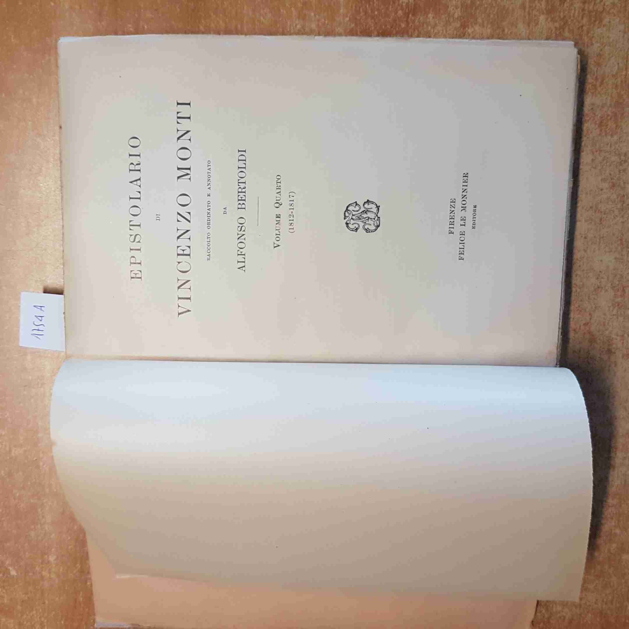 Vincenzo Monti Volume Quatrième 1929 Le Monnier Alfonso Bertoldi