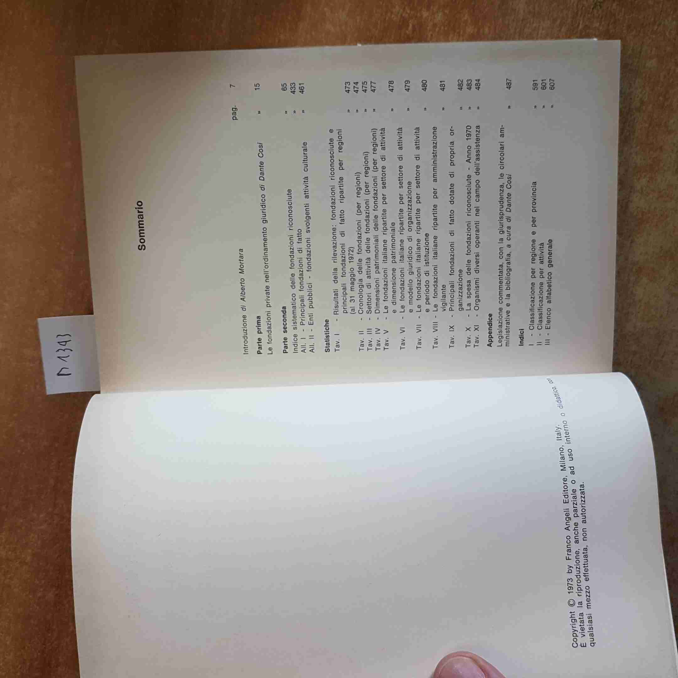 LE FONDAZIONI ITALIANE 1973 CIRIEC FRANCO ANGELI agnelli cini olivetti