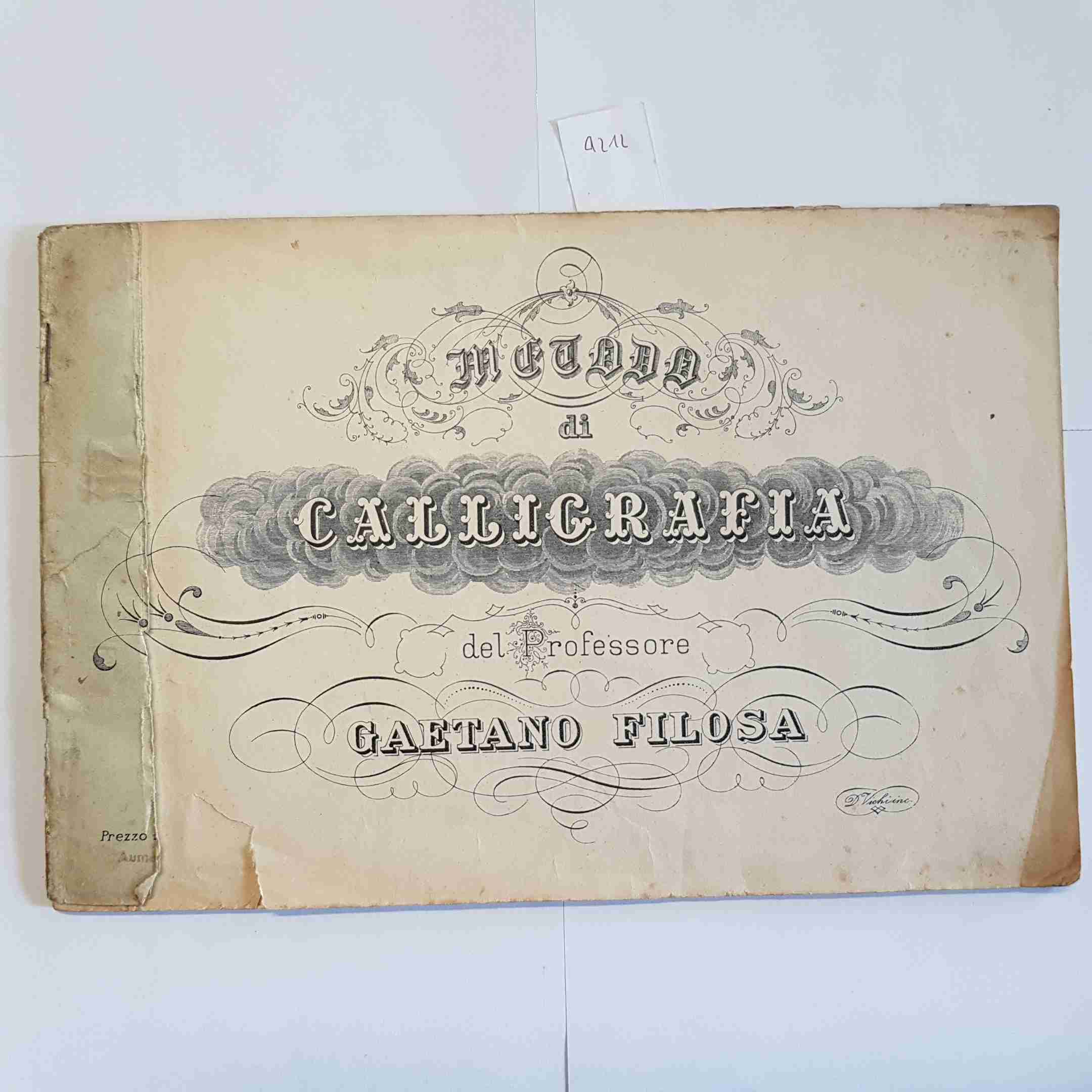 Metodo di Calligrafia Filosa tavole originali vintage corsivo gotico alfabeti