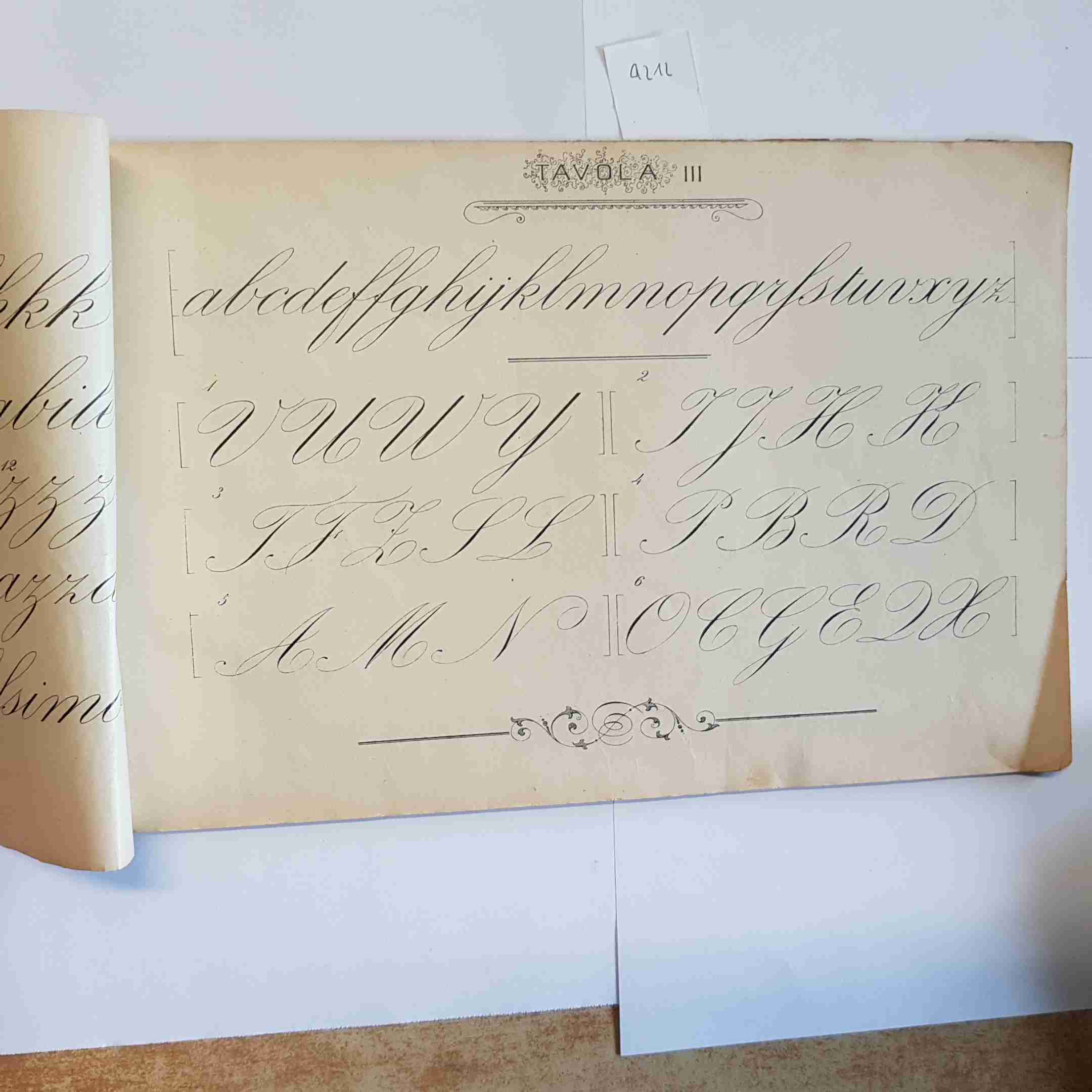 Metodo di Calligrafia Filosa tavole originali vintage corsivo gotico alfabeti