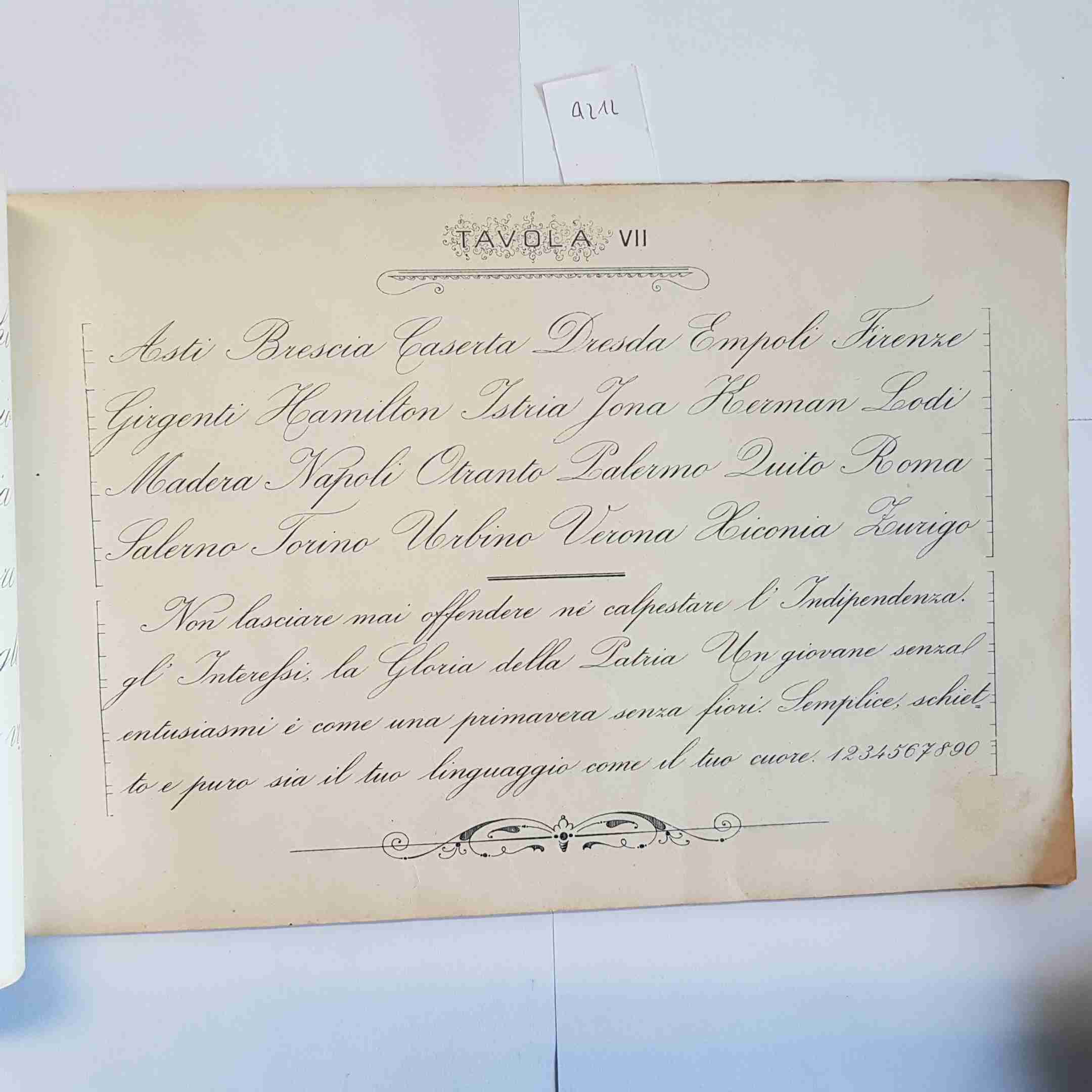Metodo di Calligrafia Filosa tavole originali vintage corsivo gotico alfabeti