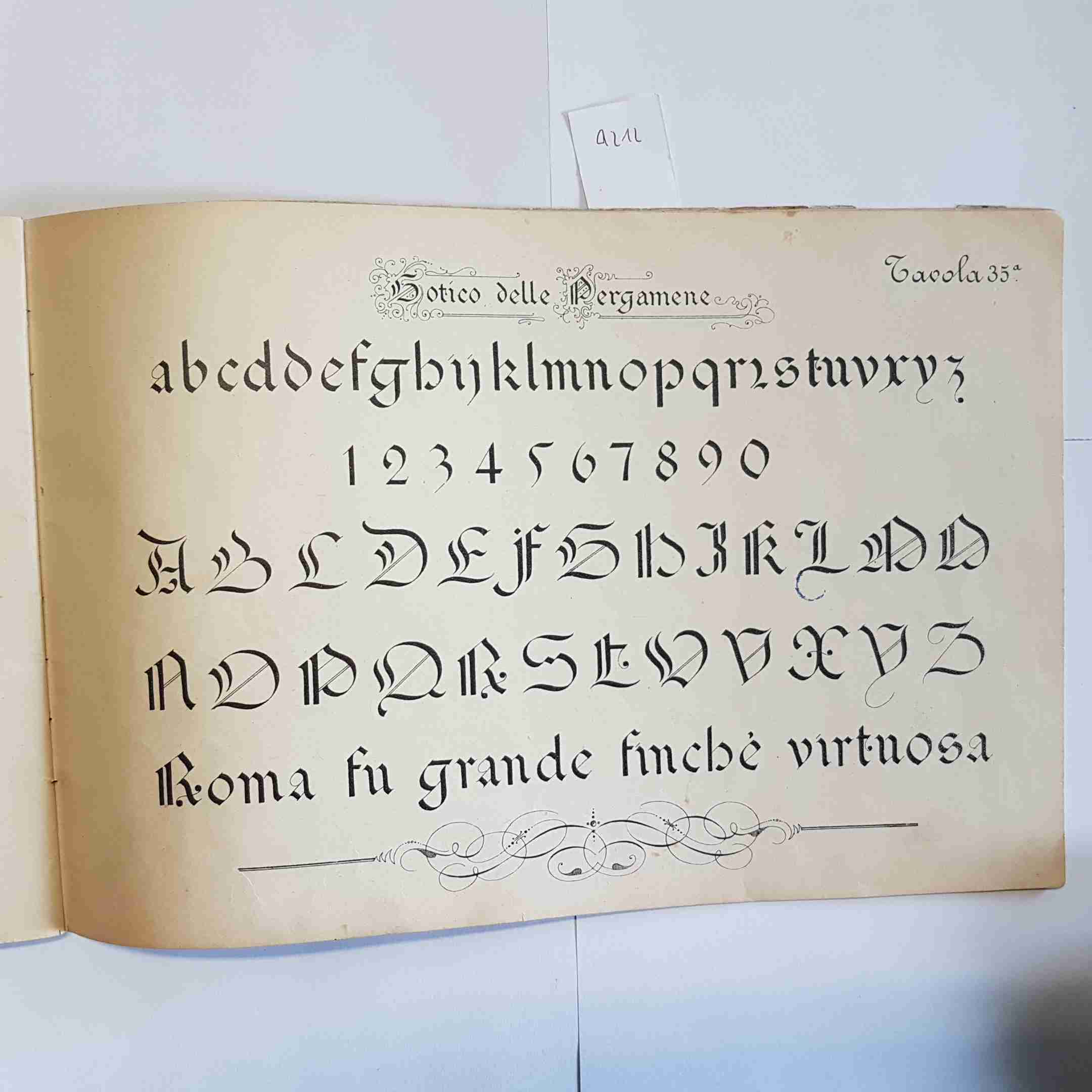Metodo di Calligrafia Filosa tavole originali vintage corsivo gotico alfabeti