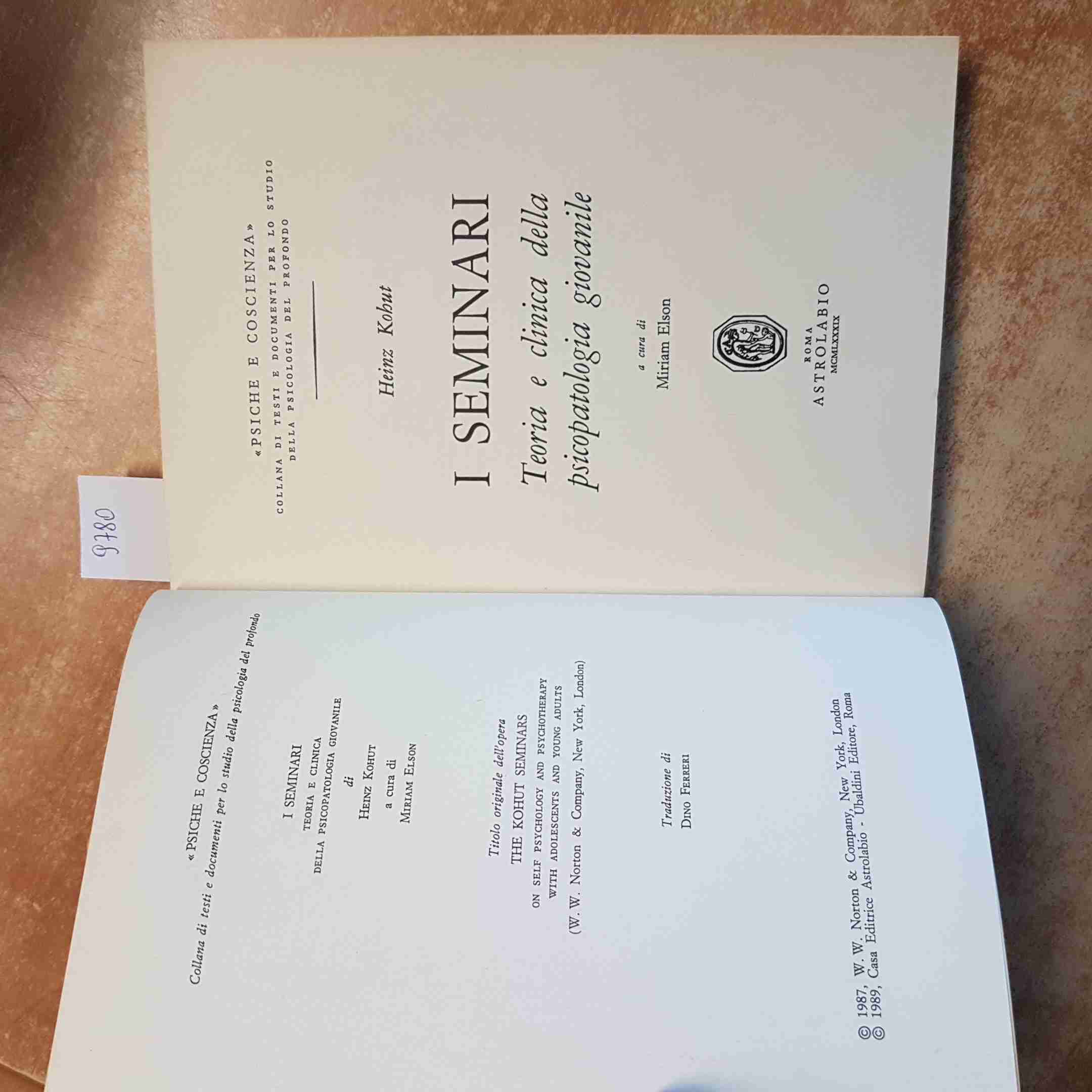 SEMINARIOS - HEINZ KOHUT - TEORÍA CLÍNICA DE PSICOPATOLOGÍA JUVENIL ASTROLABE 1989