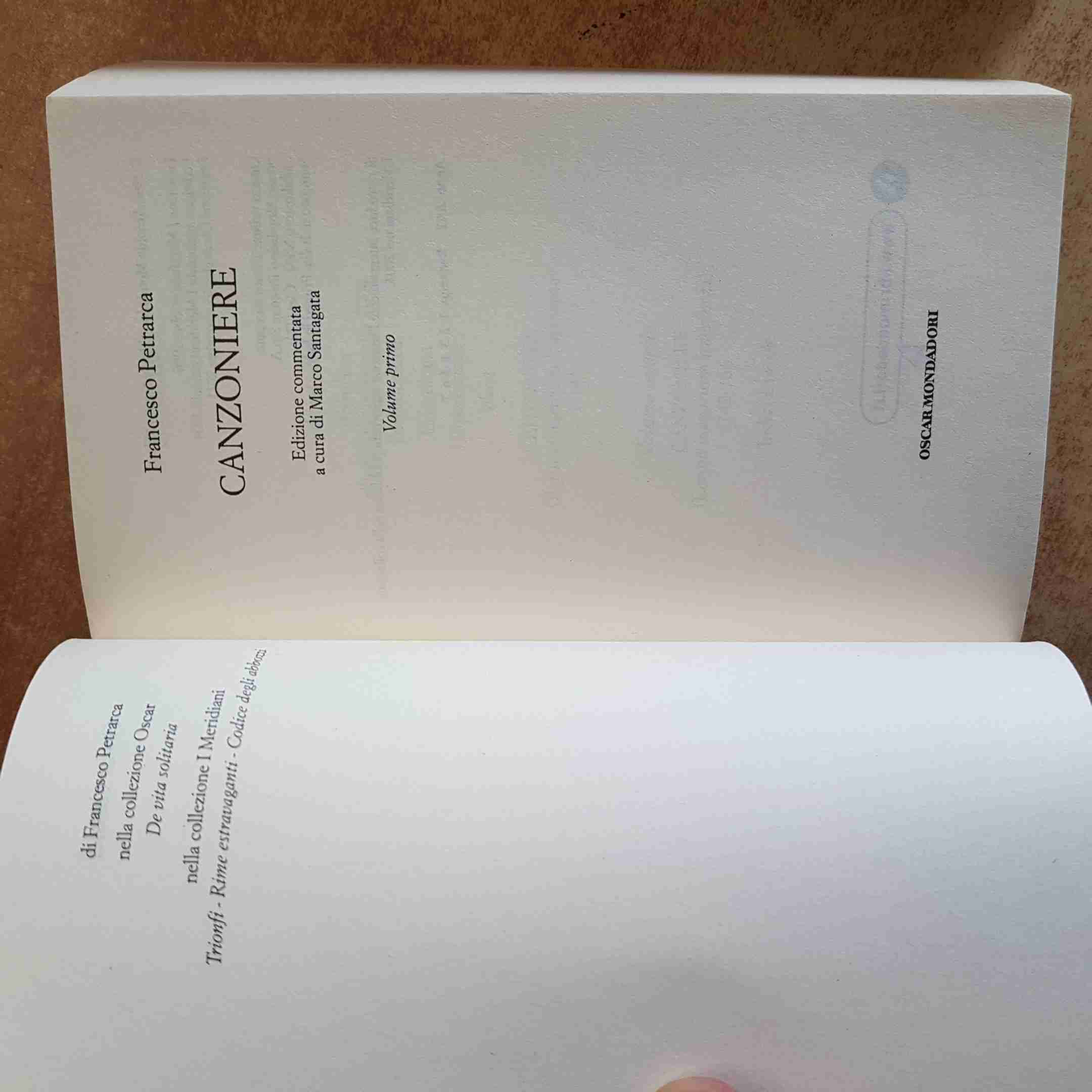 PETRARCA - CANZONIERE - 2 VOLUMI MARCO SANTAGATA OSCAR MONDADORI 2012 COMMENTATO