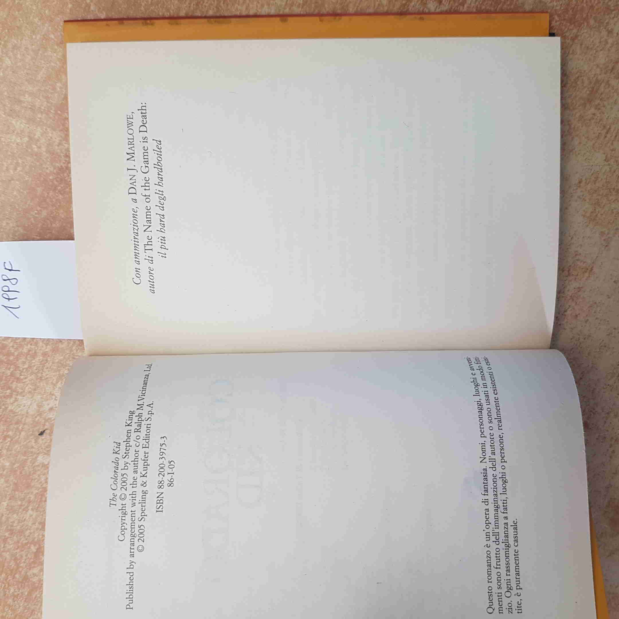 STEPHEN KING - COLORADO KID - SPERLING & KUPFER 2005 PREMIÈRE ÉDITION MYSTÈRE