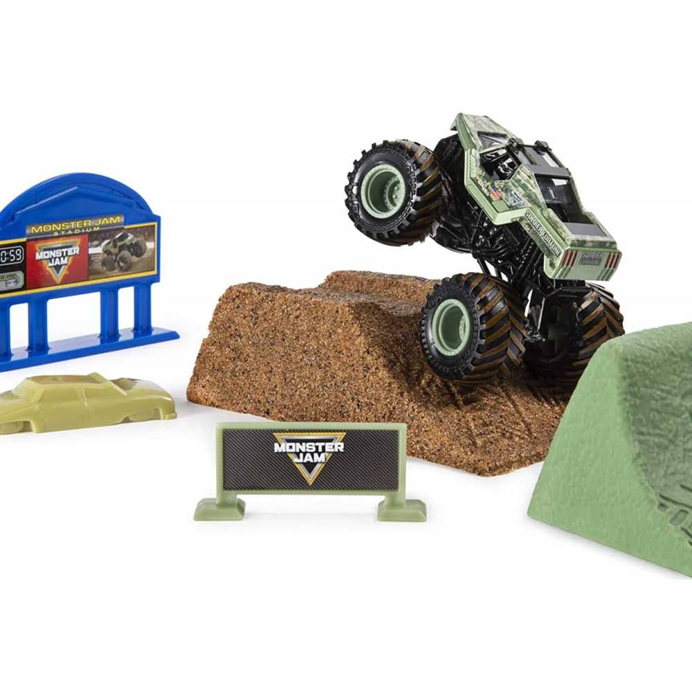 MONSTER JAM, SET DELUXE CON SABBIA MONSTE