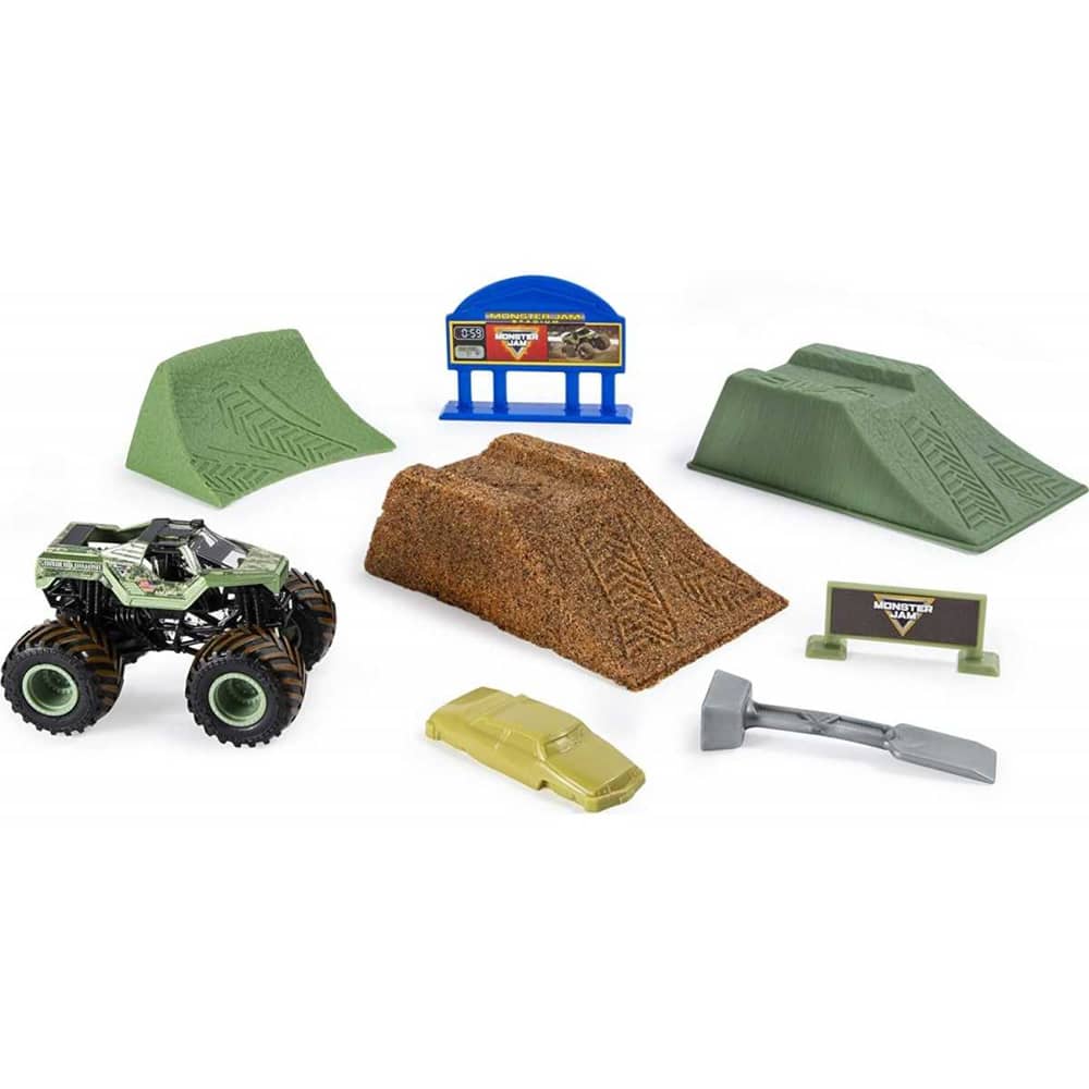 MONSTER JAM, SET DELUXE CON SABBIA MONSTE