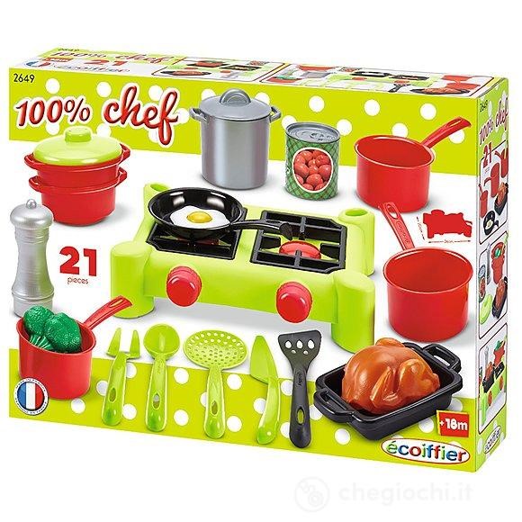 100% CHEF SET STOVIGLIE DA CUCINA CON FORNELLO 21 PZ