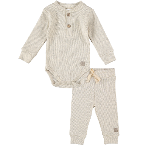 SET PANTALONI+BODY MANICA LUNGA COTON IGATO 6-12 M GRIGIO