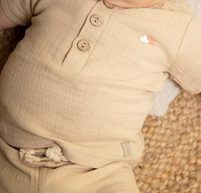 SET MAGLIA MANICA CORTA+PANTA COTONE 18-24 MESI SABBIA