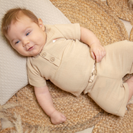 SET MAGLIA MANICA CORTA+PANTA COTONE 18-24 MESI SABBIA