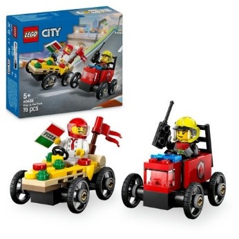 LEGO CITY GREAT VEHICLES - PACK VEICOLI DA CORSA: PIZZAIOLO CONTRO POMPIERE - 60