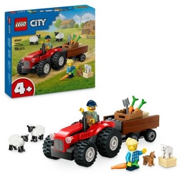 LEGO CITY GREAT VEHICLES - TRATTORE AGRICOLO ROSSO CON RIMORCHIO E PECORE - 6046