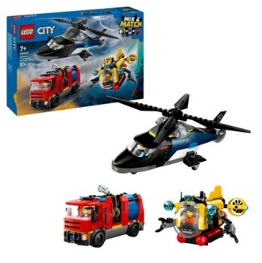 LEGO CITY GREAT VEHICLES - ELICOTTERO, AUTOPOMPA E SOTTOMARINO - 60462