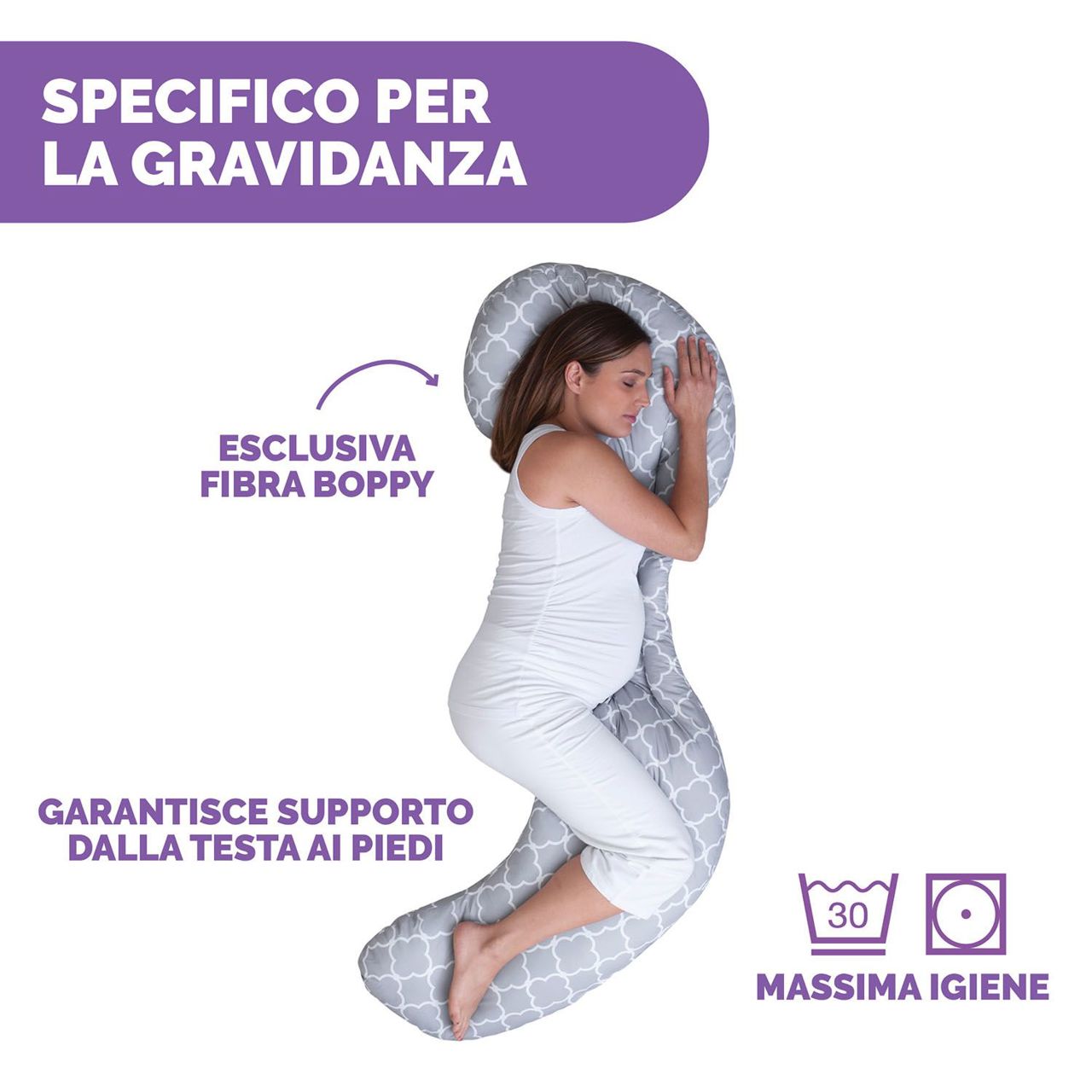 CUSTOM FIT TOTAL BODY PILLOW CRISS CROSS GREY