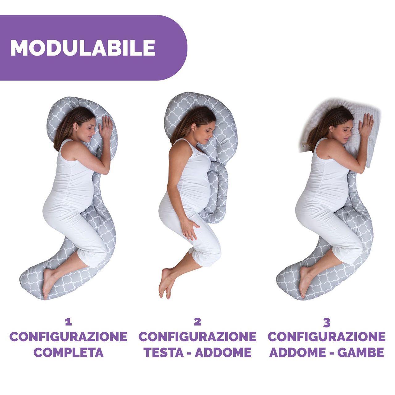 CUSTOM FIT TOTAL BODY PILLOW CRISS CROSS GREY