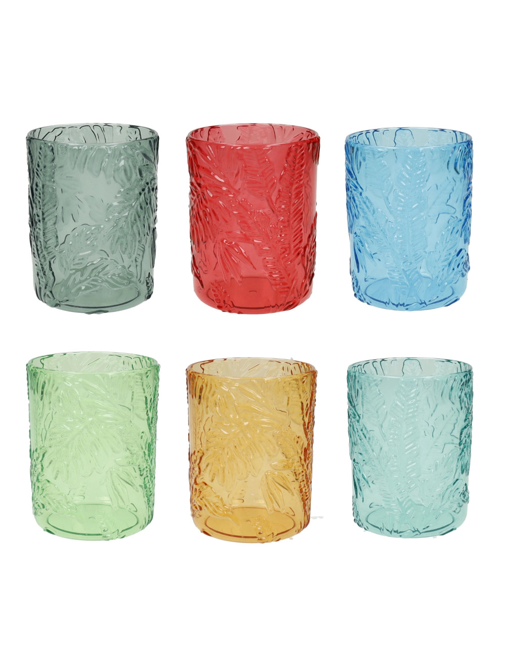 Bicchiere Tropical colori assortiti set 6 pezzi  misure  8x10,5 h    400ML