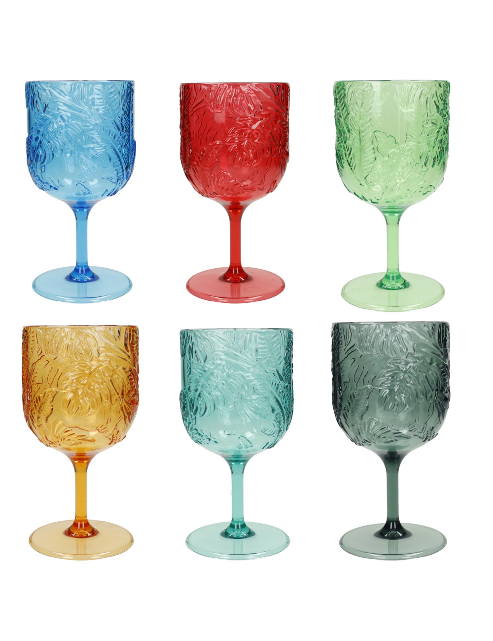 Calice Tropical colori assortiti set 6 pezzi acrilico  9x18 h   500ML