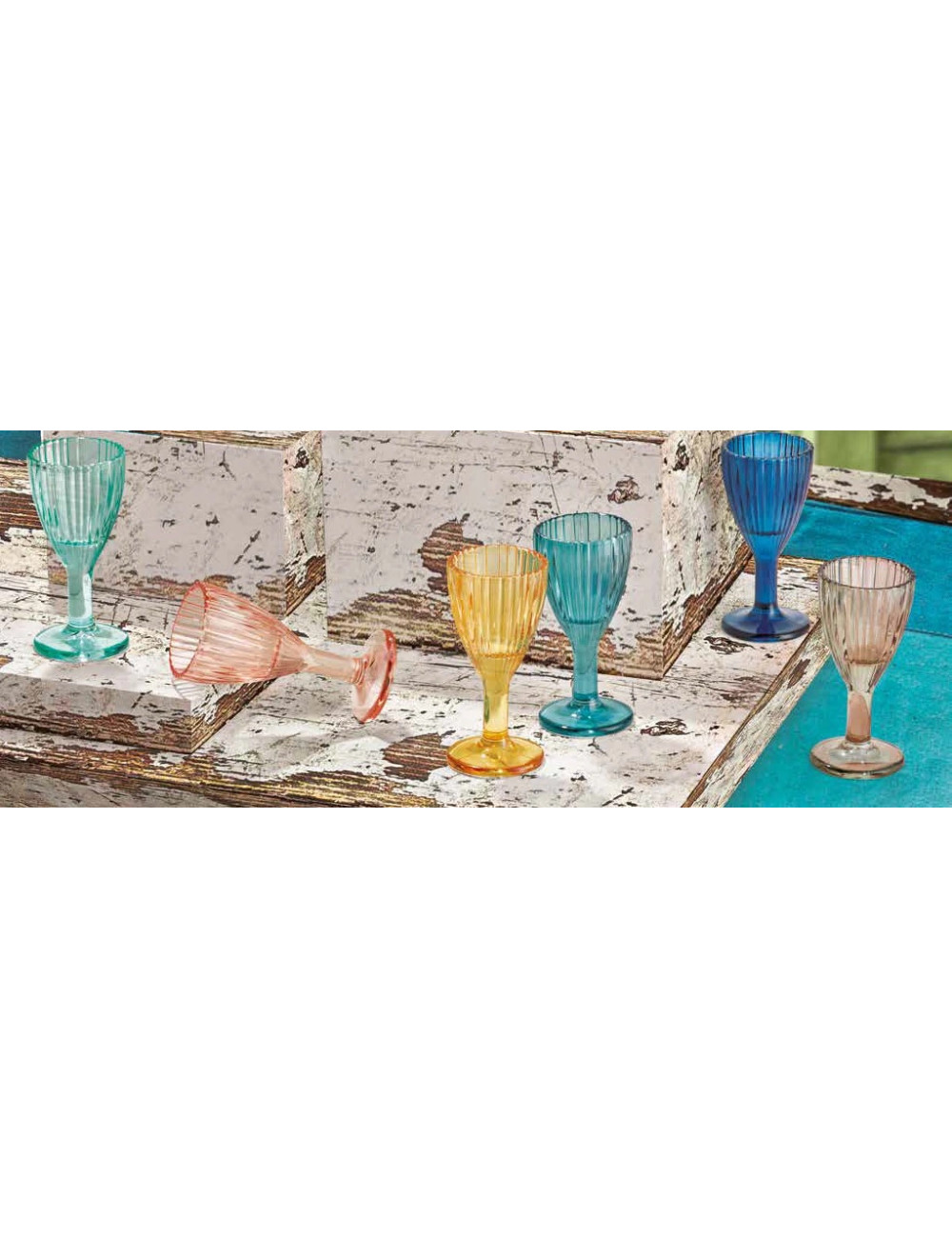 LIquorino calice bicchieri Shot Plissè set 6 pezzi colori assortiti in vetro Brandani cm.d5x10,5  CL5