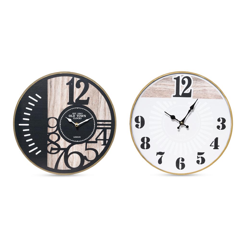 Orologio da parete  in mdf  d.33 cm  in confezione termoretratta due disegni