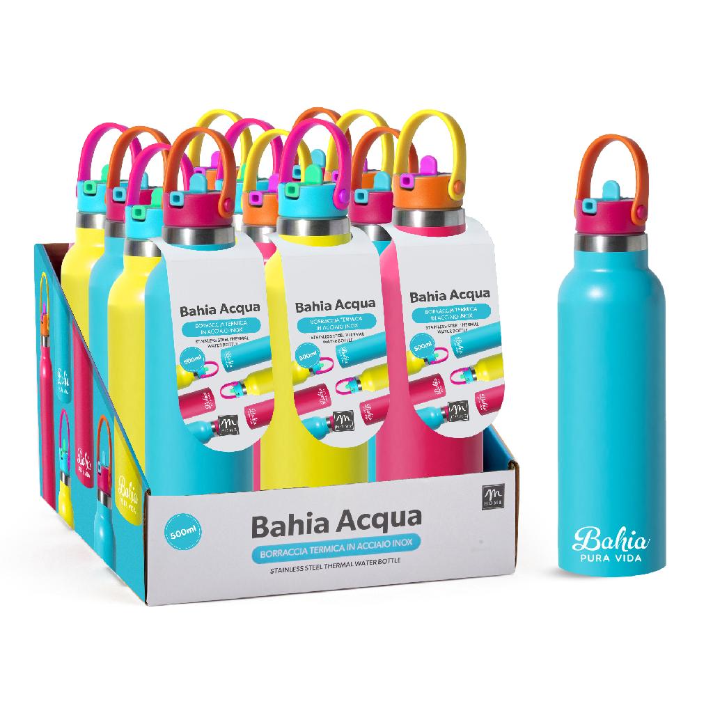 Borraccia termica  in acciao inox 500ml d.7xh.22.5 cm colori assortiti