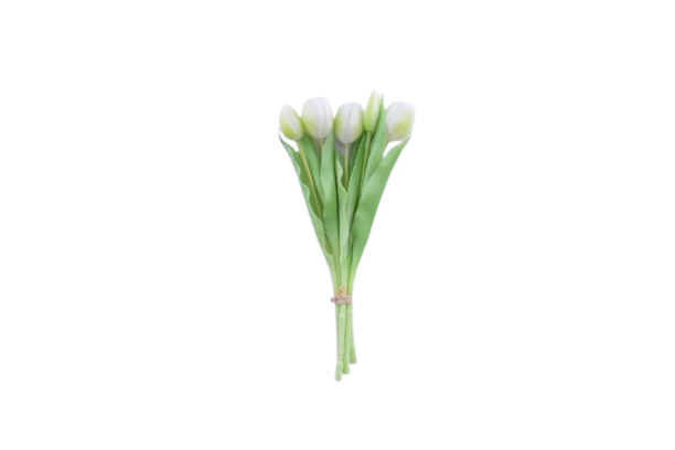 Mazzo tulipani in gomma 5pz 31cm bianco