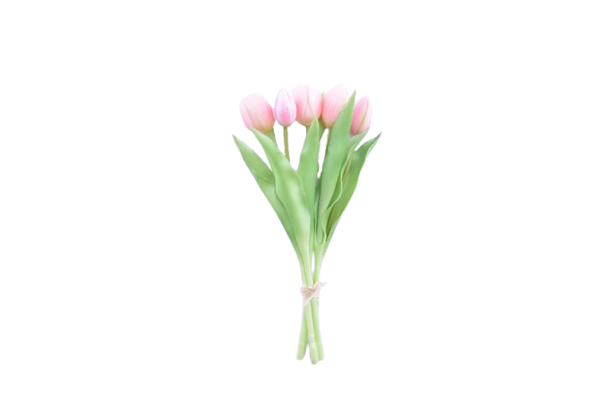 Mazzo tulipani in gomma 5pz 31cm rosa