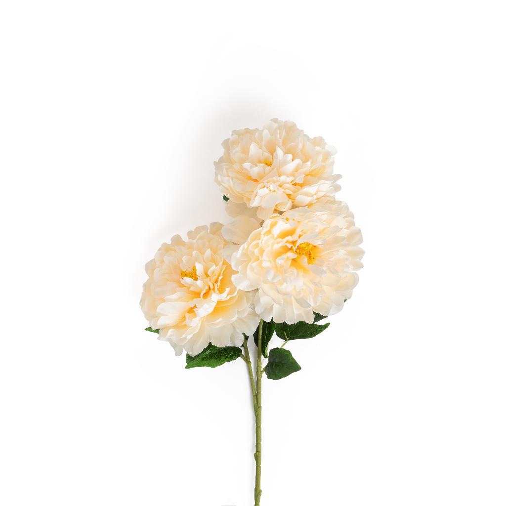 Peonia 3 fiori color pesca in poliestere e plastica 19x22xh.81cm