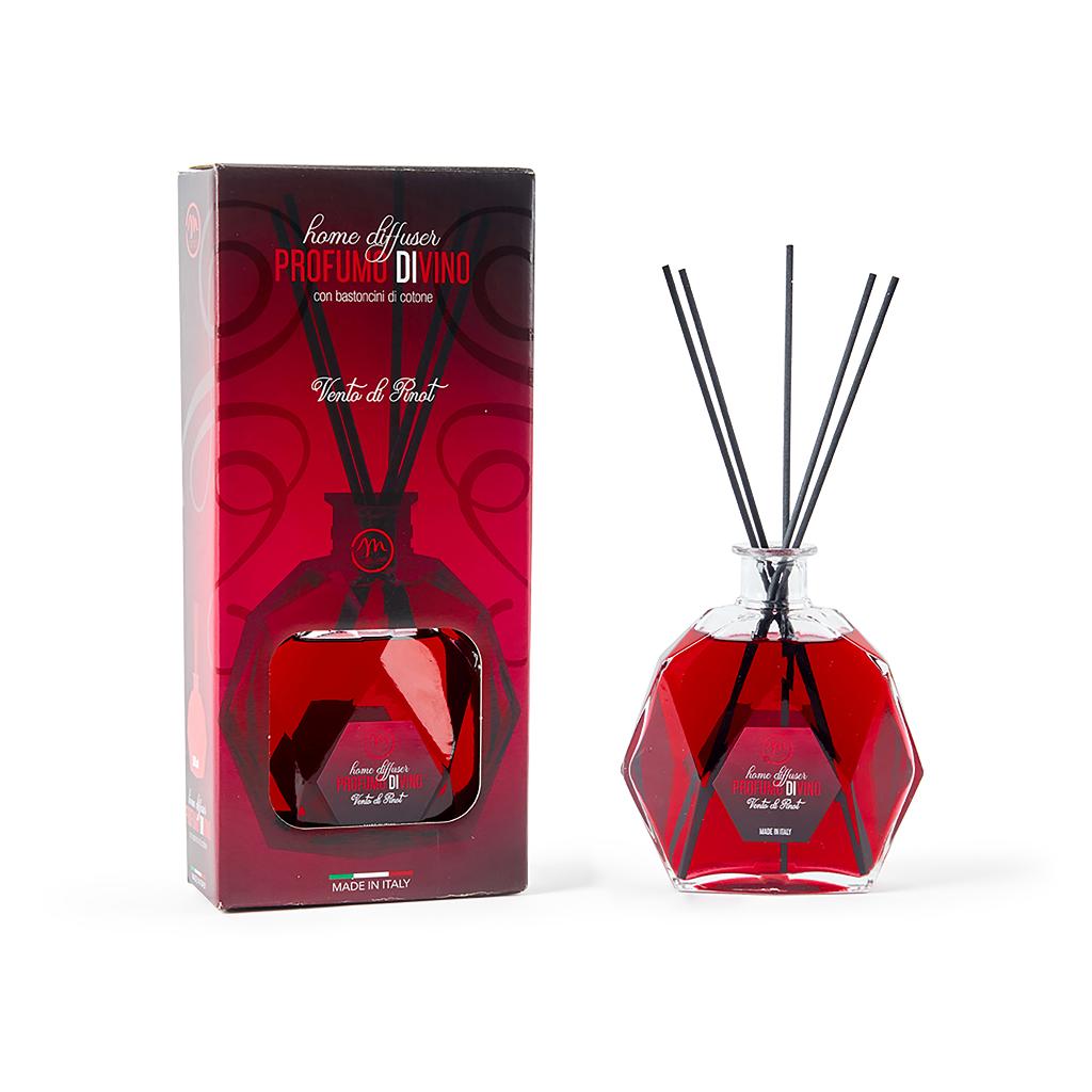 Diffusore di essenza bottiglia esagonale 300 ml vento di pinot  con bacchetti in cotone scatola regalo + 1 tester