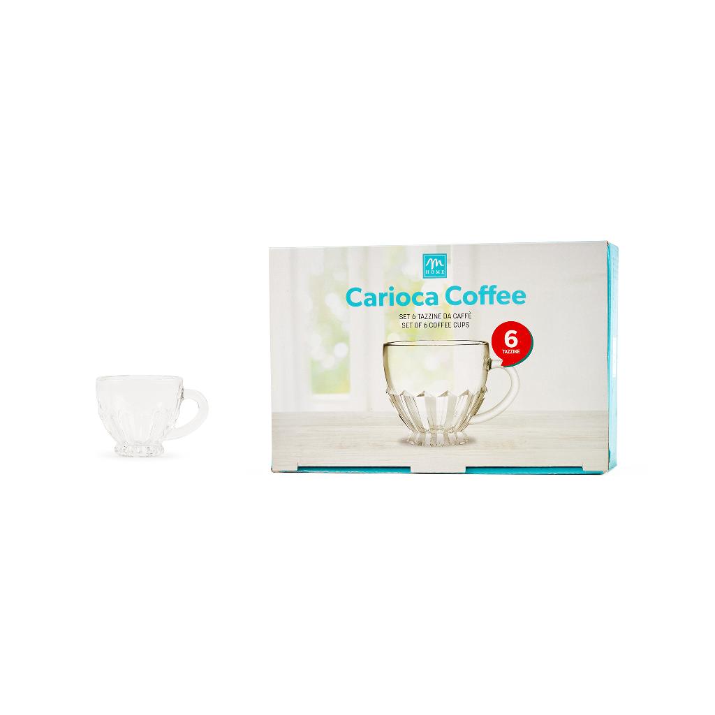 Tazzine caffe' 100ml stella in vetro 6pz scatola regalo