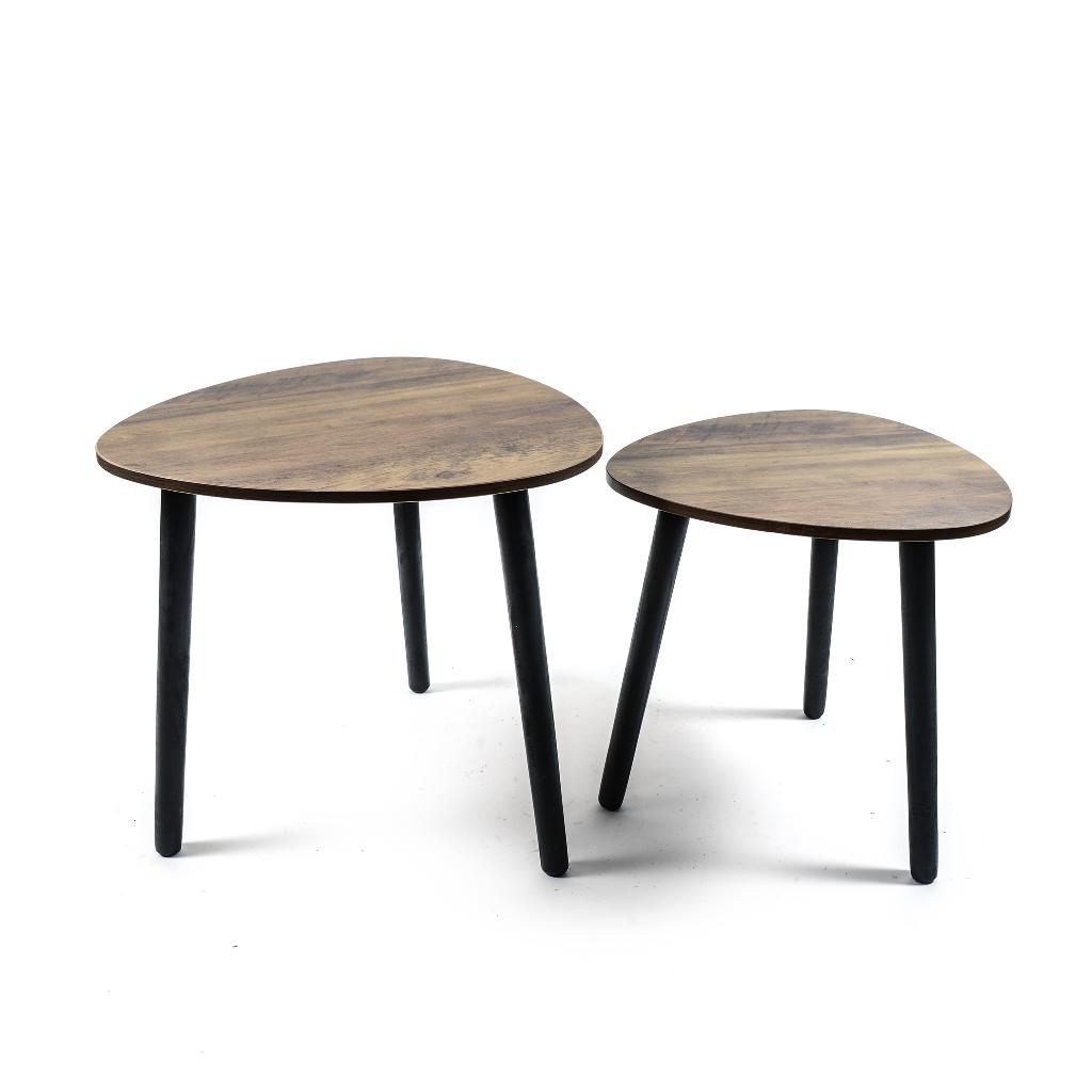 Tavolini in legno effetto legno scuro 2pz 48x48xh.44.5 cm 39x39xh.39.5 cm in scatola regalo<br />